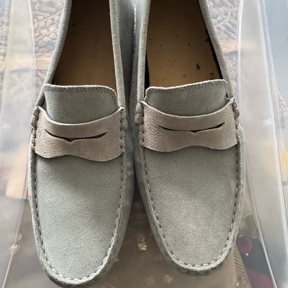 Lacoste Gray Loafers with Suede Finish and Slip-On Design